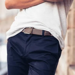 Sale - Ceinture tressée élastique beige taupe Ceintures