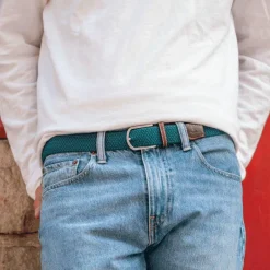 Hot - Ceinture tressée élastique Bleu Caraïbe Ceintures