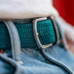 Hot - Ceinture tressée élastique Bleu Caraïbe Ceintures