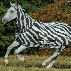 Couvertures Et Chemises*Bucas - Couverture anti-mouches Buzz-Off Zebra Full Neck zèbre Blanc