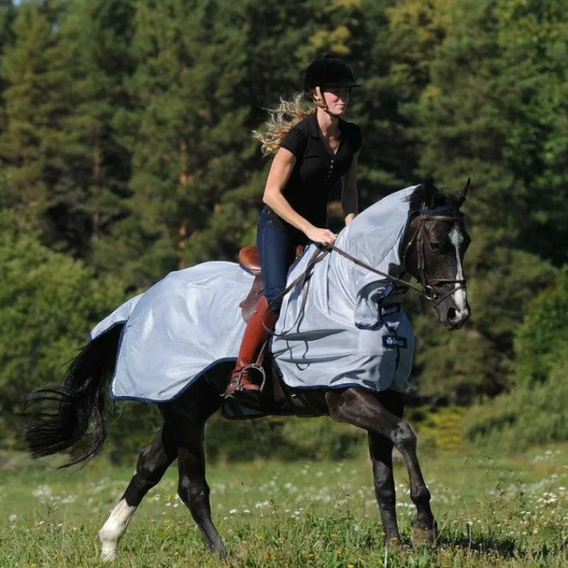 Couvertures Et Chemises*Bucas - Couverture anti-mouches Buzz-Off Riding Bleu