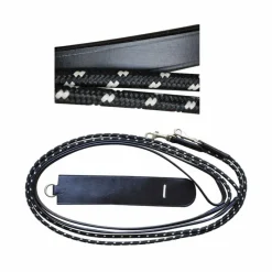 Rênes Allemandes*Canter - Rênes allemandes cuir et corde Noir