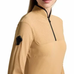 T-Shirts Et Baselayers*Cavalleria Toscana - Baselayer manches longues femme Perforated Jersey Inserts tan Beige
