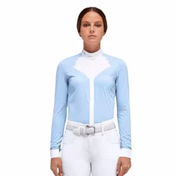 Polos Et Chemises*Cavalleria Toscana - Chemise de concours manches longues femme / blanc Bleu
