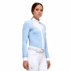 Polos Et Chemises*Cavalleria Toscana - Chemise de concours manches longues femme / blanc Bleu