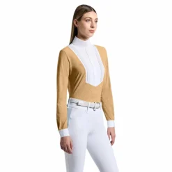 Polos Et Chemises*Cavalleria Toscana - Polo de concours manches longues femme Americain tan Beige