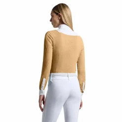 Polos Et Chemises*Cavalleria Toscana - Polo de concours manches longues femme Americain tan Beige