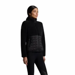 Pulls Et Gilets*Cavalleria Toscana - Veste zippée femme Teddy + Nylon Noir