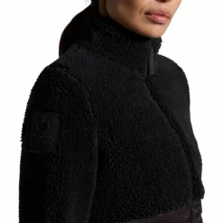 Pulls Et Gilets*Cavalleria Toscana - Veste zippée femme Teddy + Nylon Noir