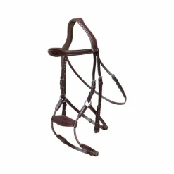 Outlet - Bridon muserolle hybride élastique New English Collection marron Bridons Poneys|Bridons