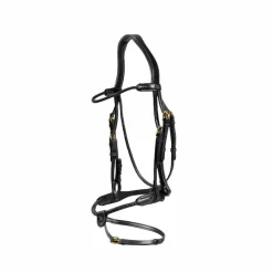 Bridons Poneys|Bridons*Dyon - Bridon muserolle tressée sous-barbe amovible cuir Noir