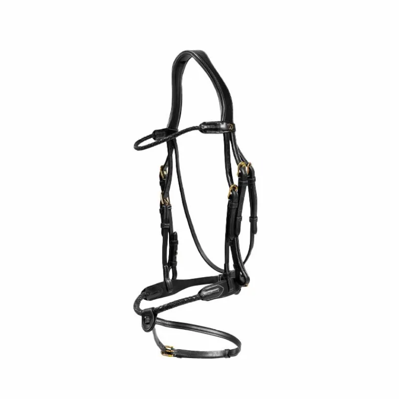 Bridons Poneys|Bridons*Dyon - Bridon muserolle tressée sous-barbe amovible cuir Noir