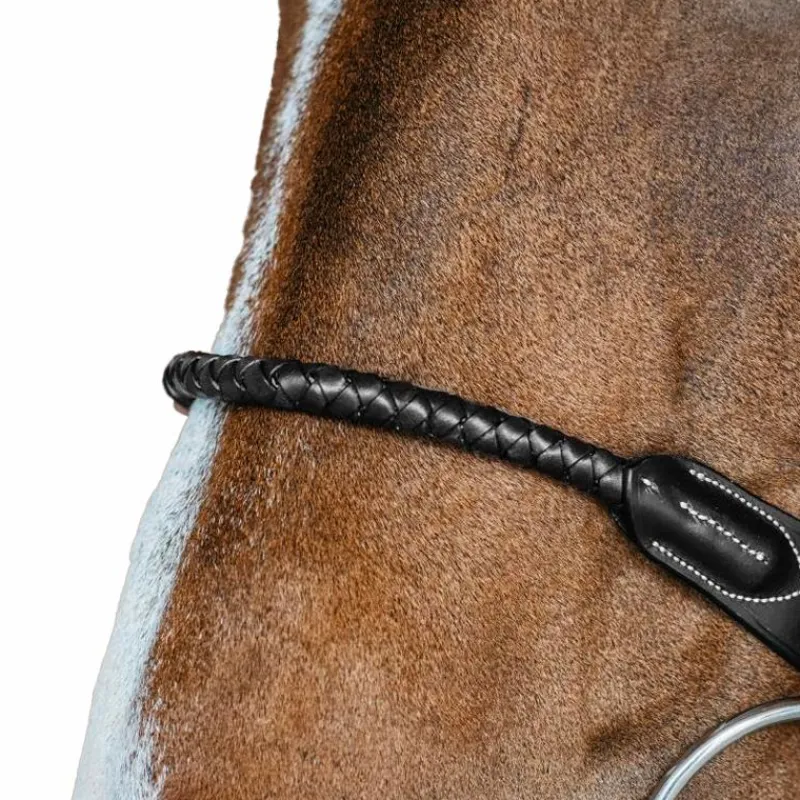 Bridons Poneys|Bridons*Dyon - Bridon muserolle tressée sous-barbe amovible cuir Noir