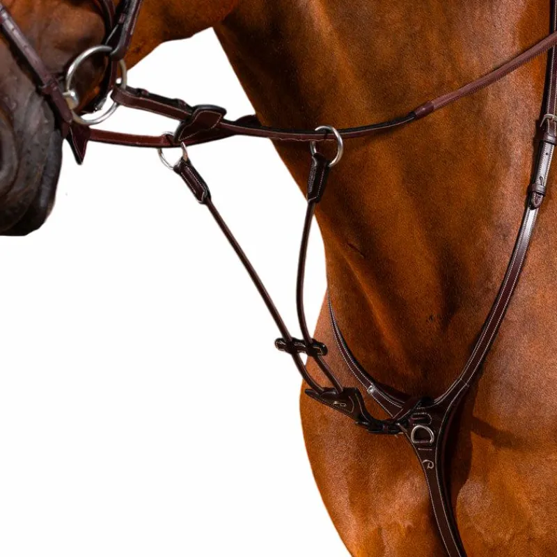 Discount - Fourchette de martingale à anneaux élastique US Collection brun Enrênements Poneys|Martingales