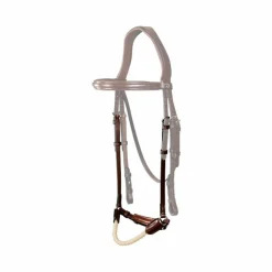 Discount - Muserolle allemande en corde New English Collection brun Accessoires De Bridons Poneys|Muserolles