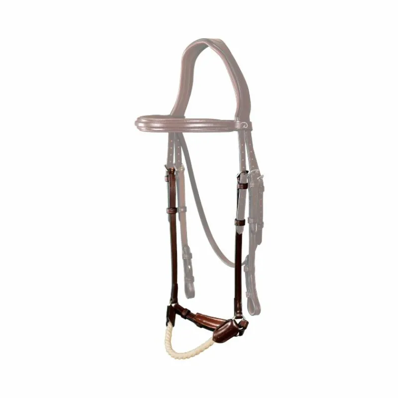 Discount - Muserolle allemande en corde New English Collection brun Accessoires De Bridons Poneys|Muserolles