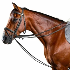 Enrênements Poneys|Rênes Allemandes*Dyon - Rênes allemandes tout cuir 1/2 Working by Noir