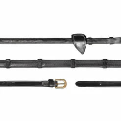 Rênes Et Arrêtoirs De Rênes Poneys|Rênes Et Arrêtoirs De Rênes*Dyon - Rênes caoutchouc 1/2 avec 7 arrêtoirs D Collection Noir