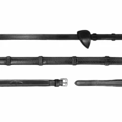 Rênes Et Arrêtoirs De Rênes Poneys|Rênes Et Arrêtoirs De Rênes*Dyon - Rênes caoutchouc 1/2 avec 7 arrêtoirs New English Collection Noir