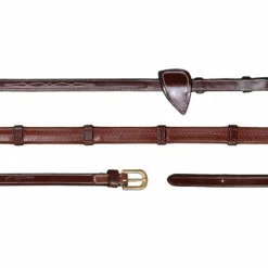 Rênes Et Arrêtoirs De Rênes Poneys|Rênes Et Arrêtoirs De Rênes*Dyon - Rênes caoutchouc 1/2 avec 7 arrêtoirs D Collection brun Marron