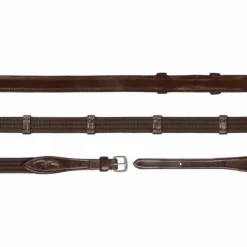 Rênes Et Arrêtoirs De Rênes Poneys|Rênes Et Arrêtoirs De Rênes*Dyon - Rênes en tissu 5/8 avec 9 arrêtoirs (sans stopper) New English Collection brun Marron