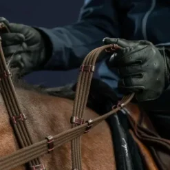 Rênes Et Arrêtoirs De Rênes Poneys|Rênes Et Arrêtoirs De Rênes*Dyon - Rênes en tissu 5/8 avec 9 arrêtoirs (sans stopper) New English Collection brun Marron