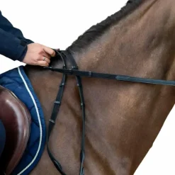 Clearance - Rênes en tissu 5/8 avec 9 arrêtoirs (sans stopper) New English Collection Rênes Et Arrêtoirs De Rênes Poneys|Rênes Et Arrêtoirs De Rênes