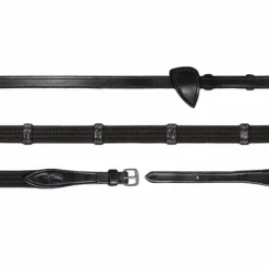 Sale - Rênes tissu 5/8 avec 9 arrêtoirs New English Collection Rênes Et Arrêtoirs De Rênes Poneys|Rênes Et Arrêtoirs De Rênes