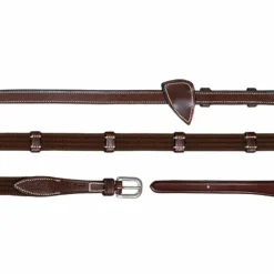 Rênes Et Arrêtoirs De Rênes Poneys|Rênes Et Arrêtoirs De Rênes*Dyon - Rênes tissu 5/8 avec 9 arrêtoirs Working by brun Marron