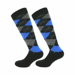 Chaussettes D'Équitation*Equithème - Chaussette Argyle noir/bleu (x1)