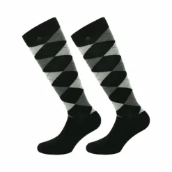 Chaussettes D'Équitation*Equithème - Chaussette Argyle noir/gris (x1)