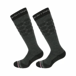 Chaussettes D'Équitation*Equithème - Chaussette Snow gris chiné/rose (x1)