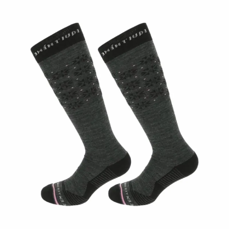 Chaussettes D'Équitation*Equithème - Chaussette Snow gris chiné/rose (x1)