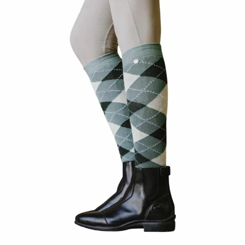 Chaussettes D'Équitation*Equithème - Chaussettes d'équitation Argyle sauge/ anthracite Vert