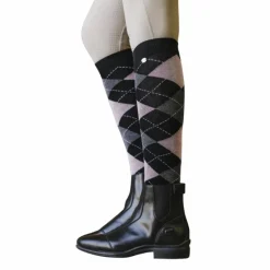 Chaussettes D'Équitation*Equithème - Chaussettes d'équitation Argyle / vieux rose Noir