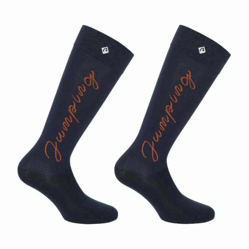 Chaussettes D'Équitation*Equithème - Chaussettes d'équitation Jump / orange (x1) Marine