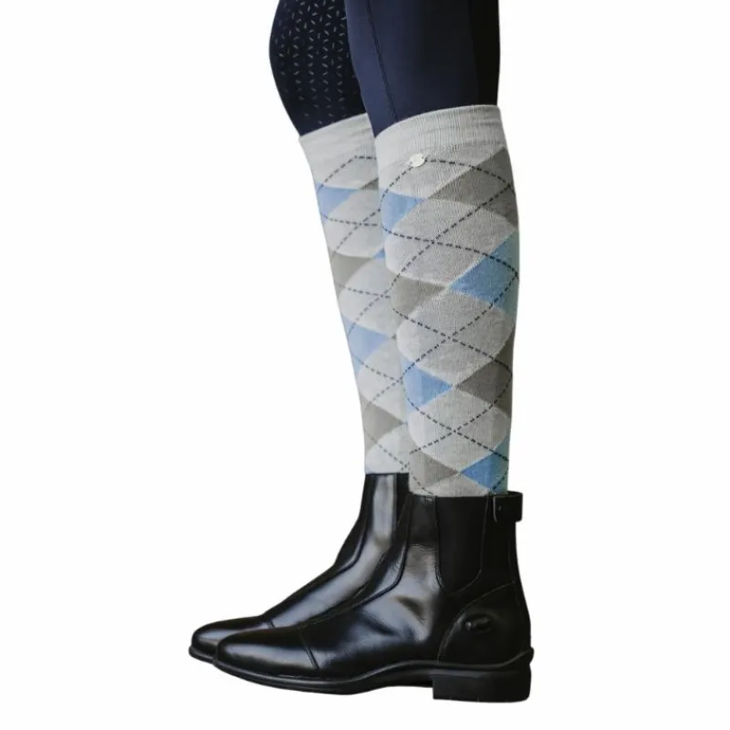 Chaussettes D'Équitation*Equithème - Chaussettes d'équitation Argyle clair/ ciel Gris