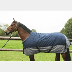 Couvertures Et Chemises*Equithème - Couverture d'extérieur Tyrex 600D /gris 450g Marine