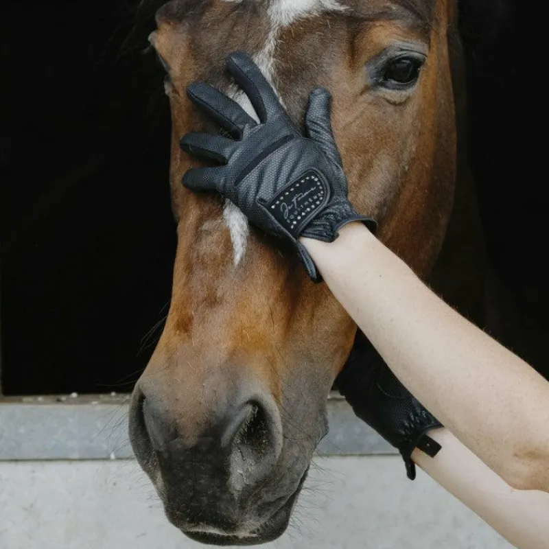 Gants D'Équitation*Equithème - Gants d'équitation Je t'aime Strass Noir