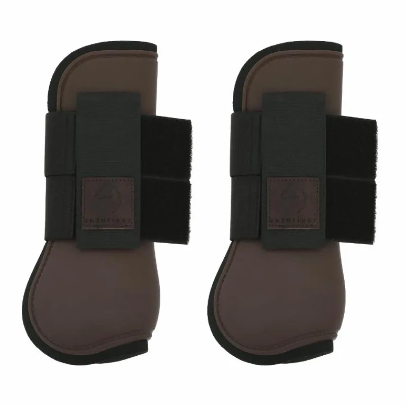 Guêtres Ouvertes Poneys|Guêtres Ouvertes*Equithème - Guêtres protège-tendons x2 Marron