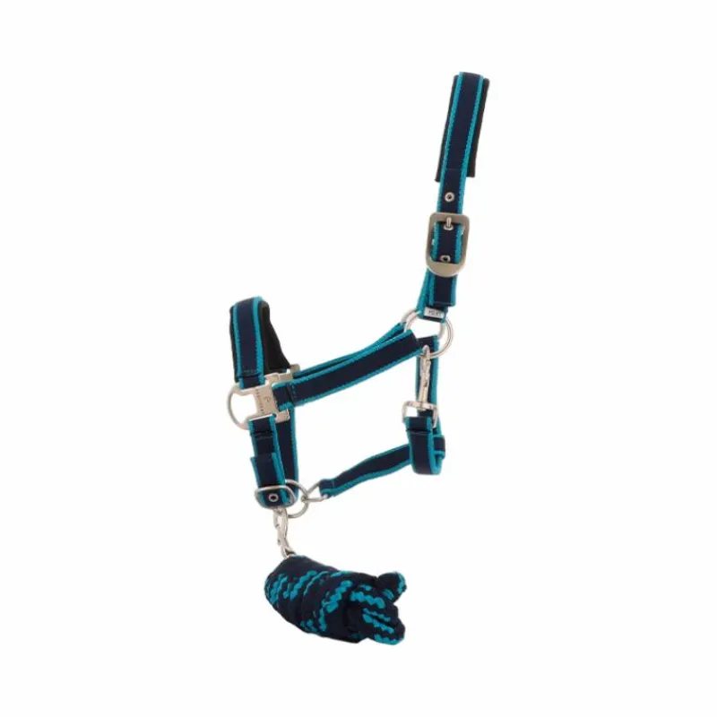 Licols Poneys|Ensembles Licols Et Longes*Equithème - Licol + longe Satiné / turquoise Marine