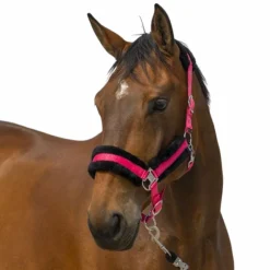 Licols Poneys*Equithème - Licol nylon Mouton / noir Rose