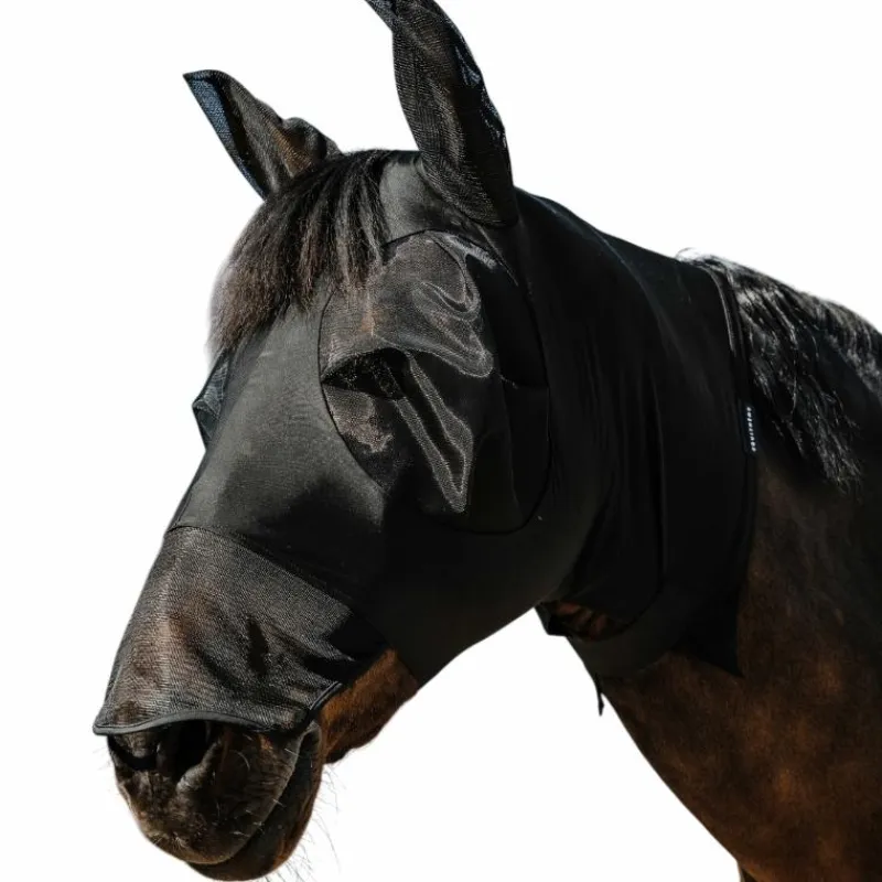 Masques Anti-Mouches Poneys|Masques Anti-Mouches*Equithème - Masque anti-mouches et UV Hood Noir