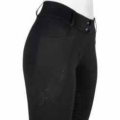 Pantalons D'Équitation*Equithème - Pantalon d'équitation femme Elsa Je t'aime Noir