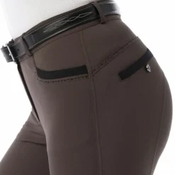 Pantalons D'Équitation*Equithème - Pantalon d'équitation fille Safir brun/ noir Marron