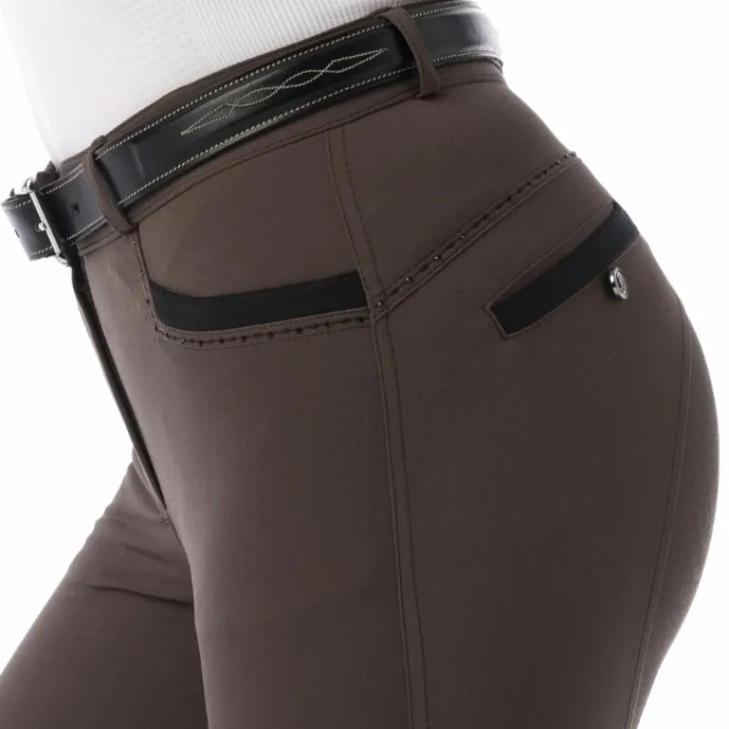 Pantalons D'Équitation*Equithème - Pantalon d'équitation fille Safir brun/ noir Marron