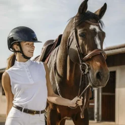 Polos Et Chemises*Equithème - Polo de concours sans manches mesh femme Molly Blanc