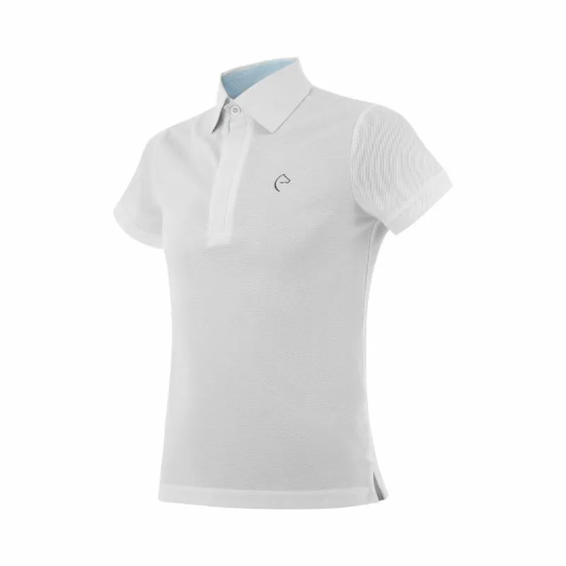 Polos Et Chemises*Equithème - Polo de concours manches courtes mesh enfant Edy Blanc