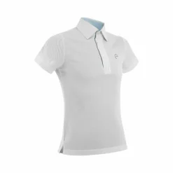Polos Et Chemises*Equithème - Polo de concours manches courtes mesh enfant Edy Blanc