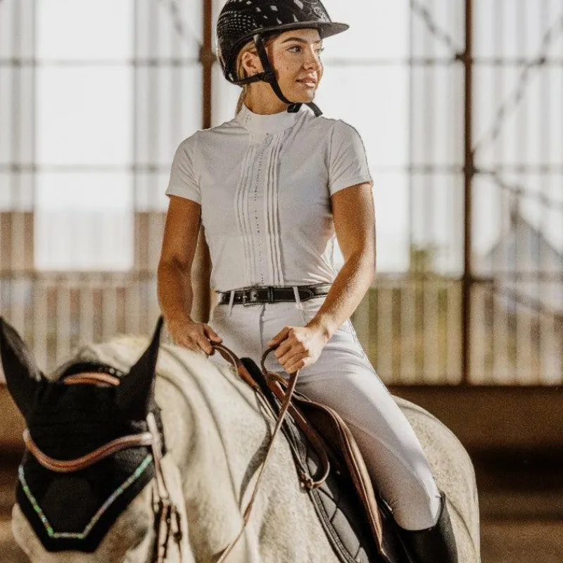 Polos Et Chemises*Equithème - Polo de concours manches courtes femme Dorla Blanc